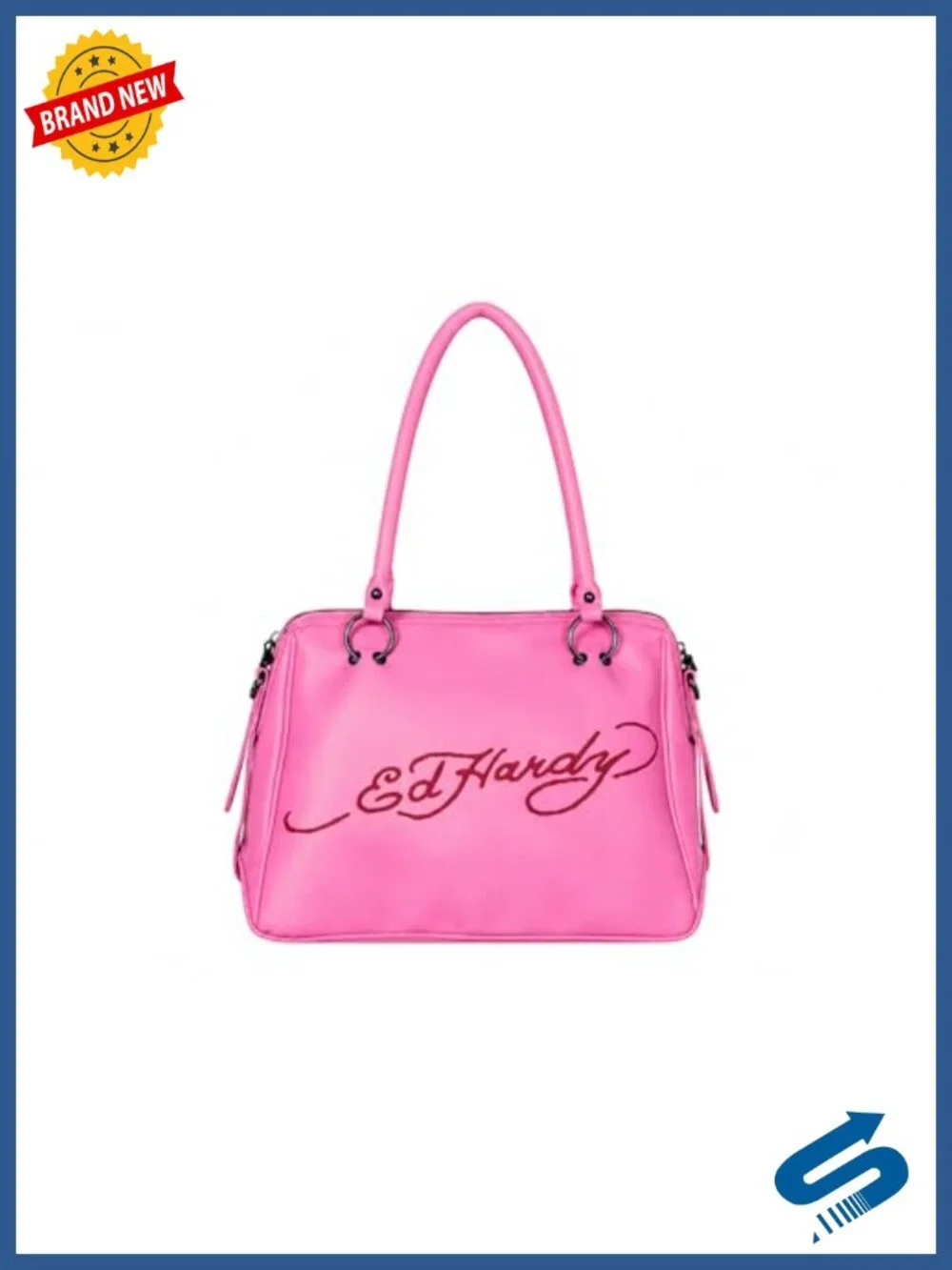 ED HARDY Tattoo Print Faux Leather Satchel Crossbody Bag